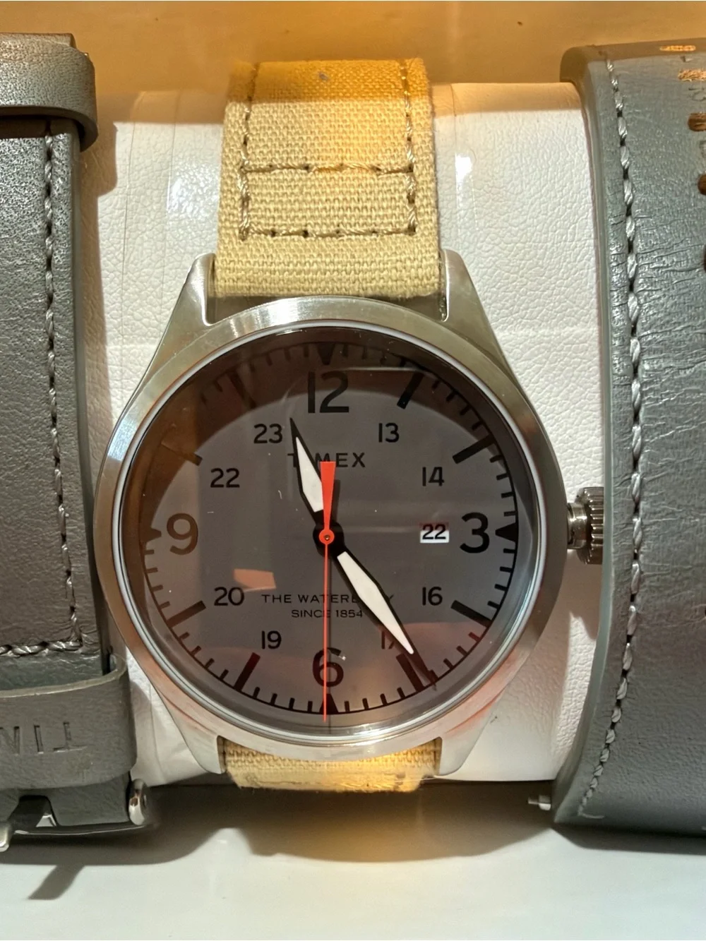 Timex Waterbury Traditional still in box extra gray strap.